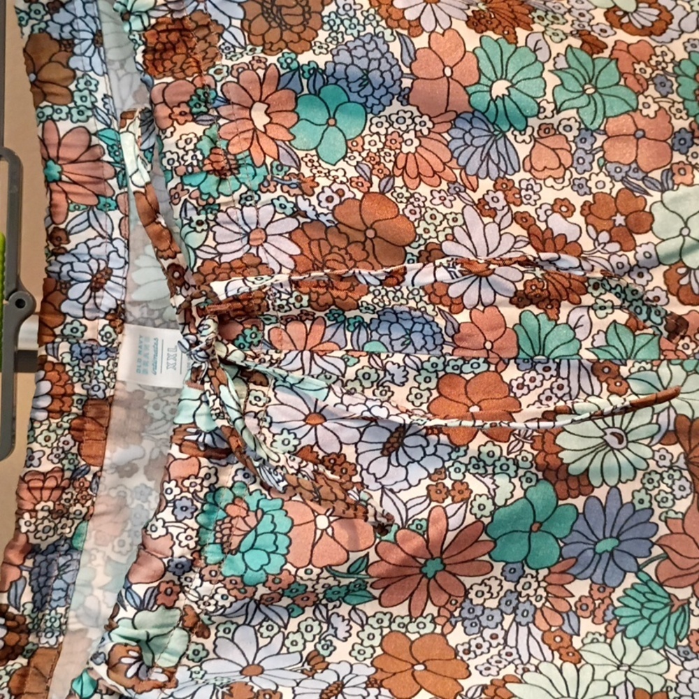 Vintage Old Navy Floral Pajama Pants - Brown and Teal Size XXL - Picture 5 of 9